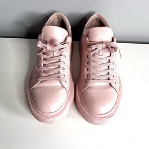 Wishbone Collection Pale Pink Leather Sneakers, Chunky, Platform - EUC Size 7.5